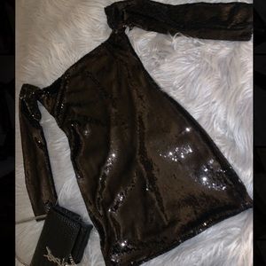 Olivaceous Black Sequin Dress